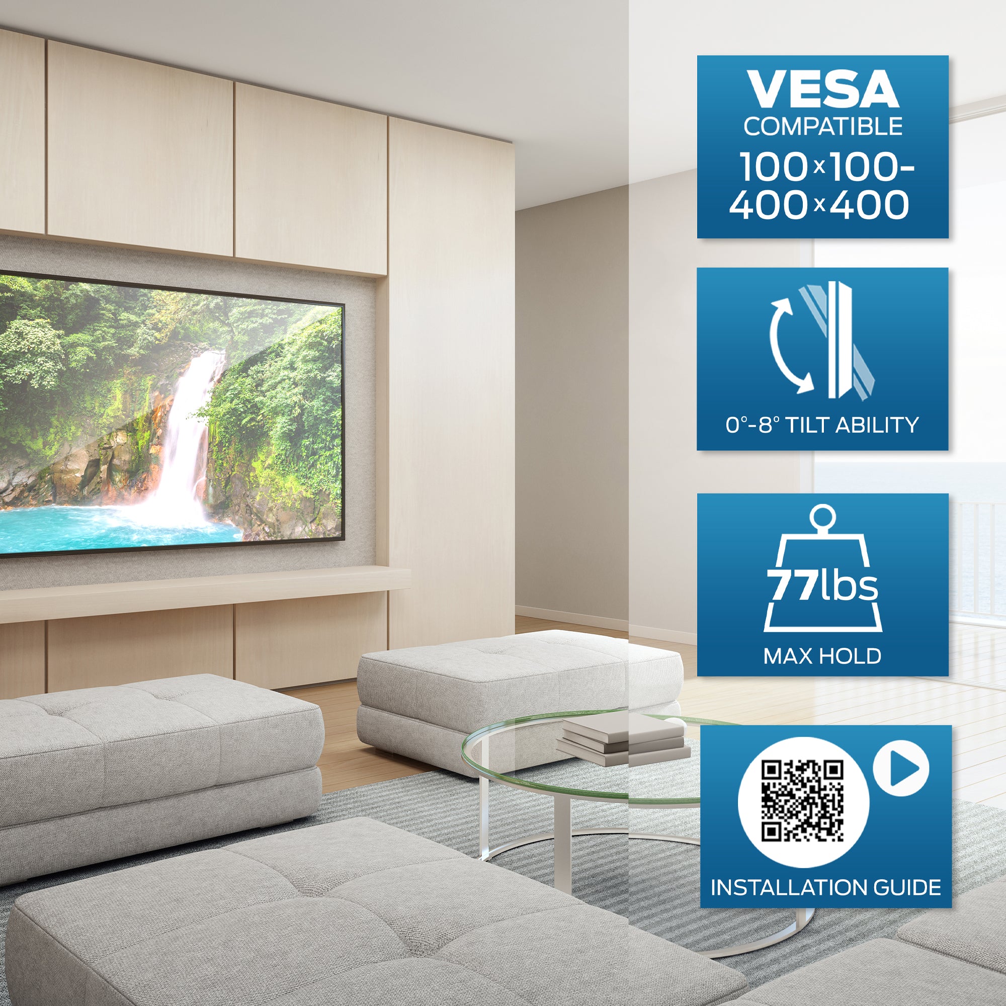 Full Motion TV Wall Mount Bracket for 36"-70" TVs - Tilting, Swivel, and Articulating Design - 55lbs Capacity