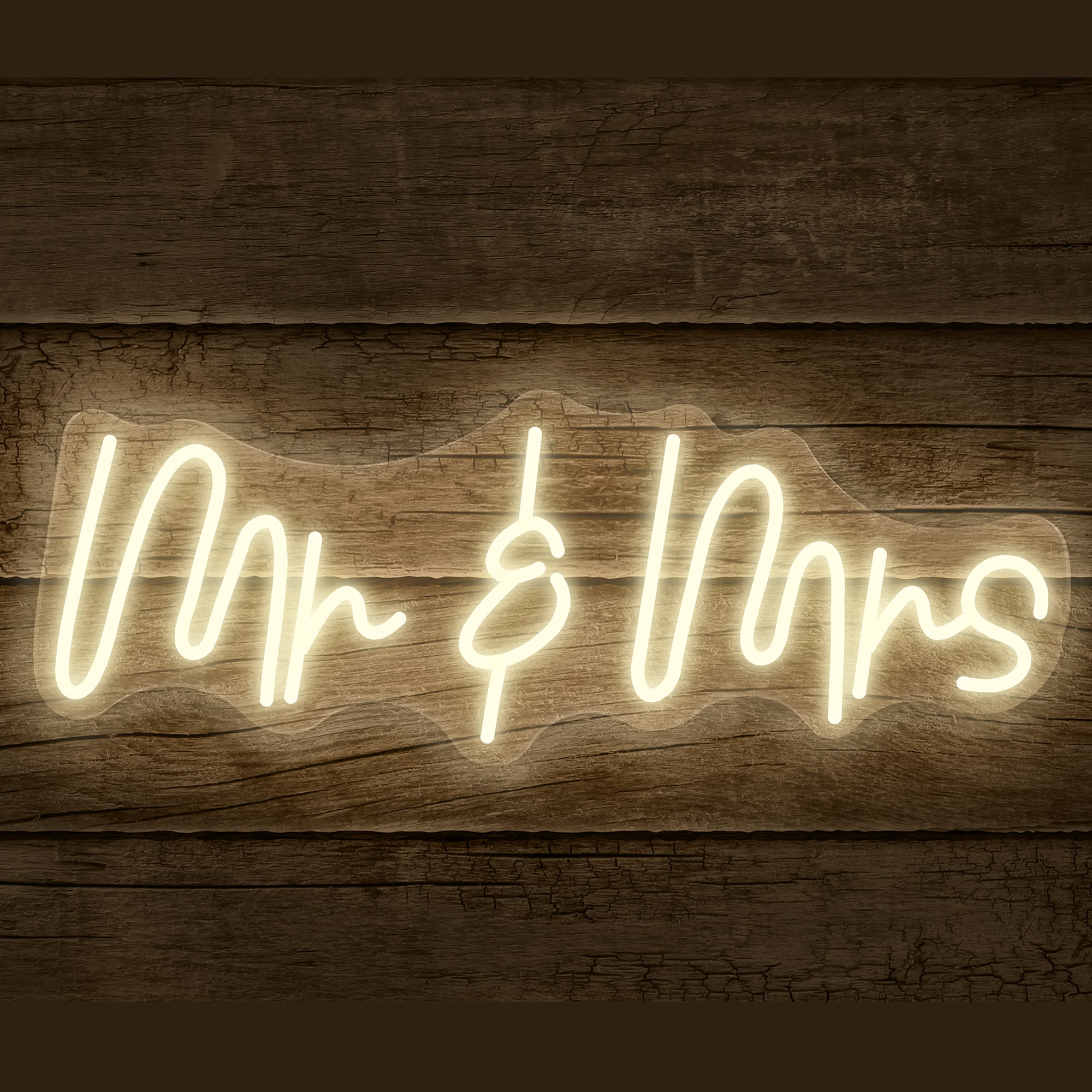 22.03"" x 8.4"" 'Mr & Mrs' Warm White LED Neon Sign