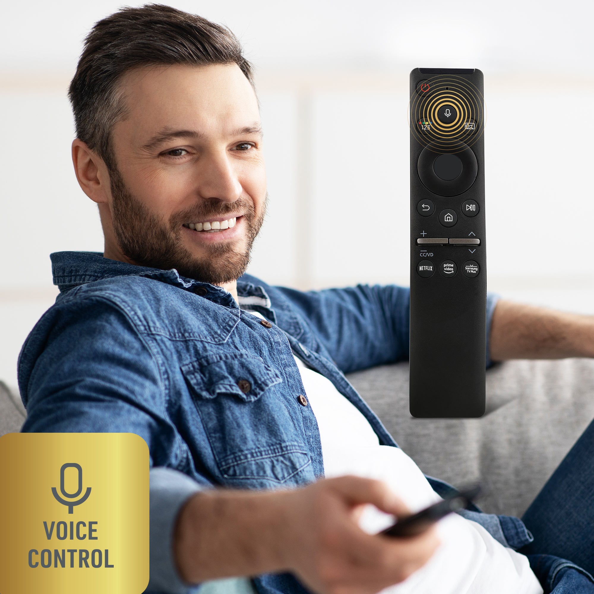 Samsung Smart TV Remote with Voice Control, Simple Selection Pad, and Ambient Mode Functionality for QLED and Frame TVs