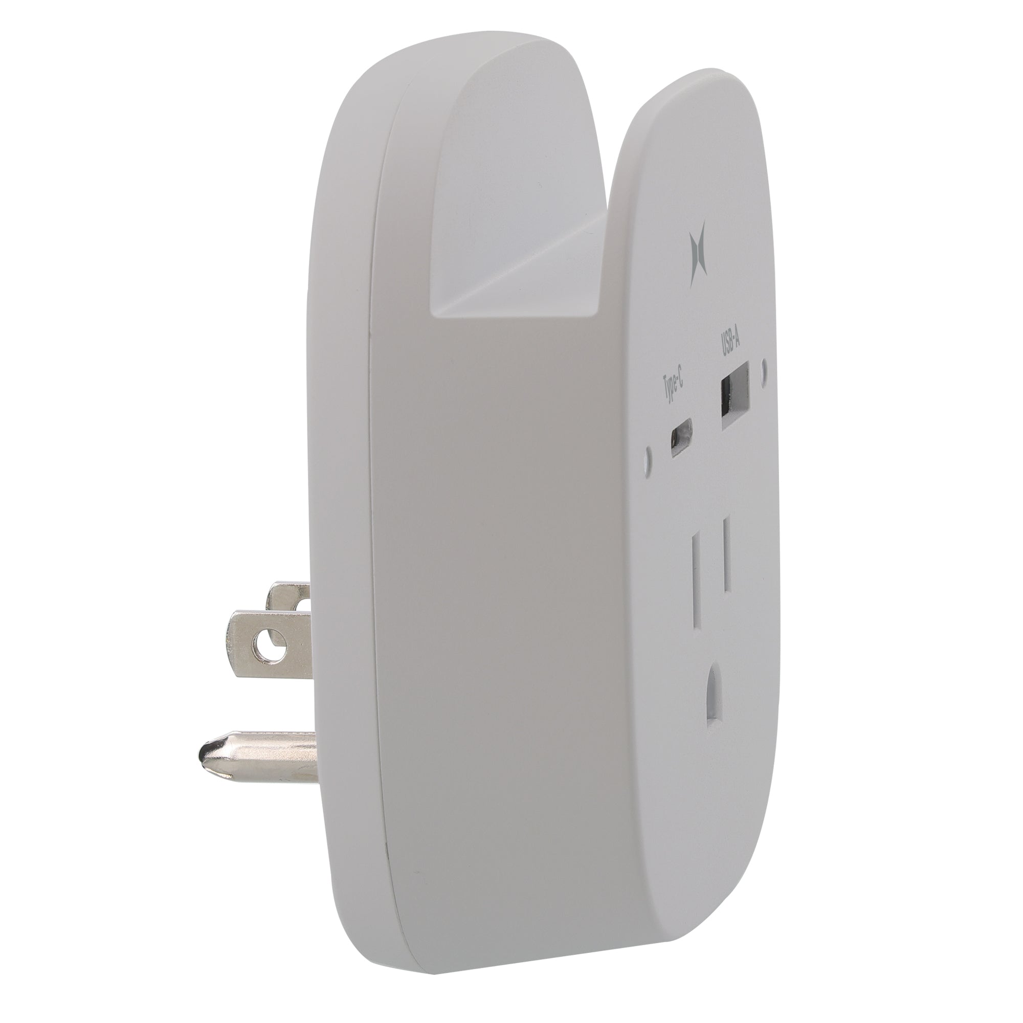 15W 3-in-1 Wall Charger with USB-C, USB-A, and AC Outlet, Built-in Phone Holder, Fast Charging Power Adapter for Multiple Devices