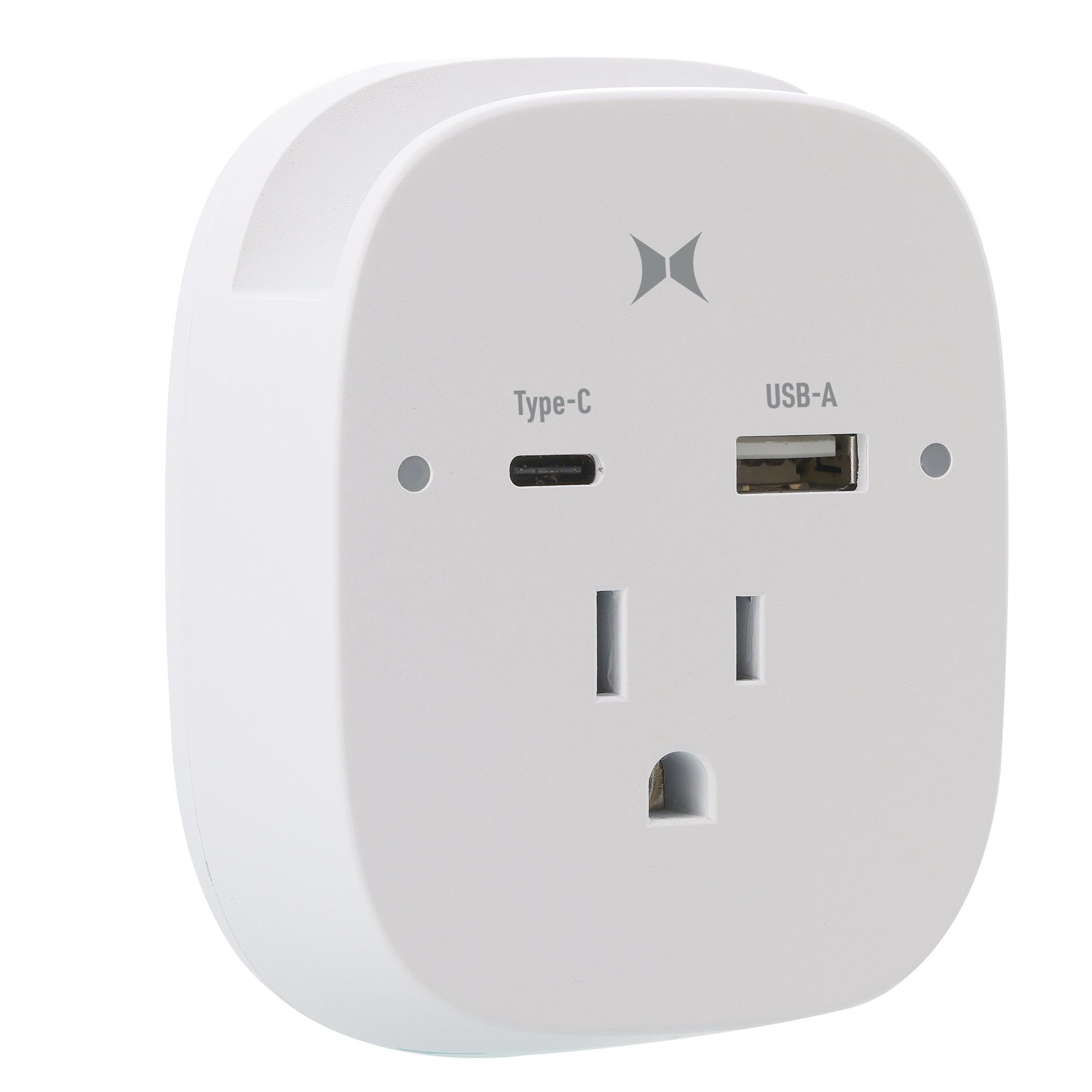 15W 3-in-1 Wall Charger with USB-C, USB-A, and AC Outlet, Built-in Phone Holder, Fast Charging Power Adapter for Multiple Devices