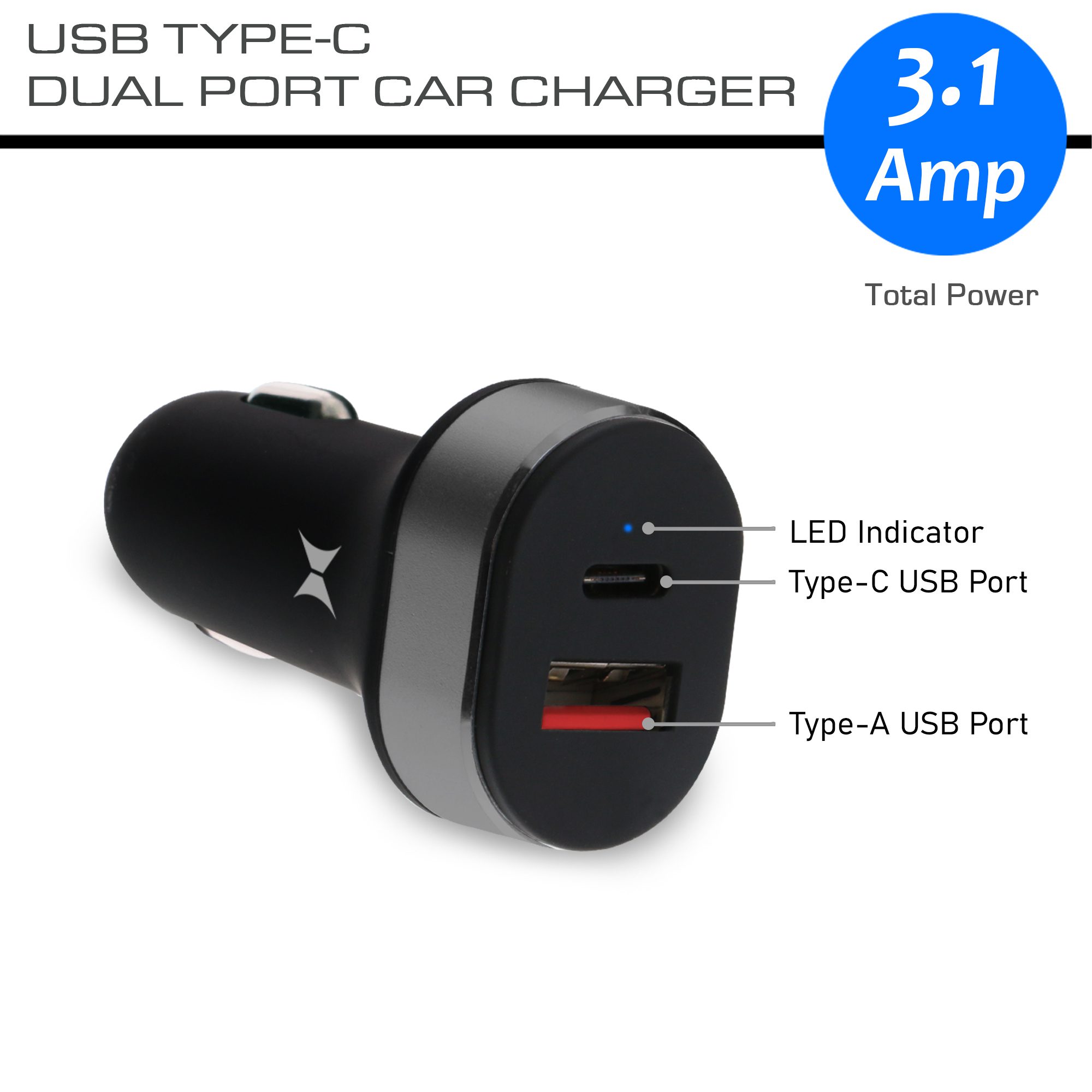Dual-Port USB & Type-C Car Charger - Xtreme Cables