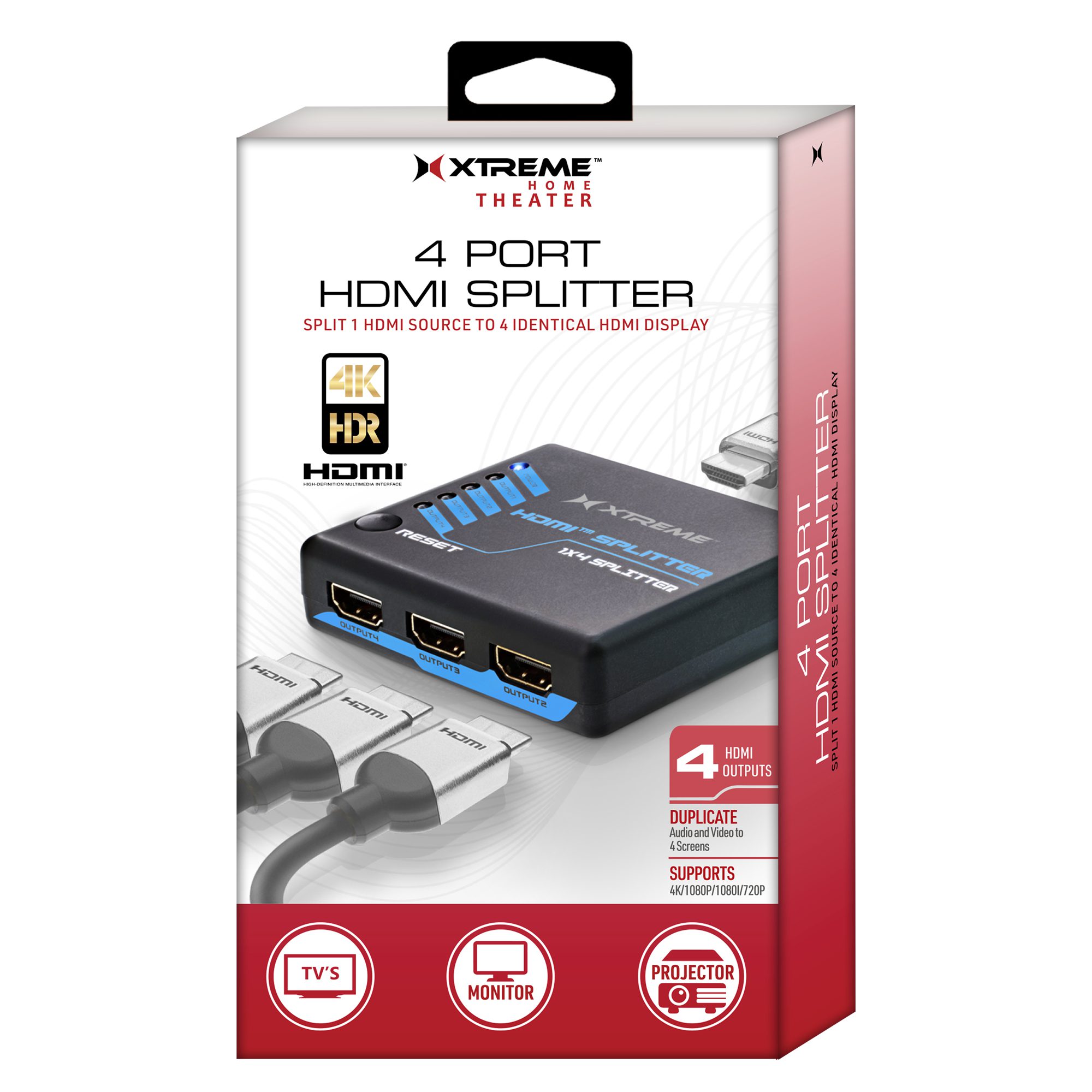 4-Port HDMI Splitter, 1 Input / 4 Output, 4K at 30Hz, Great for Game  Consoles, DVD Players and More