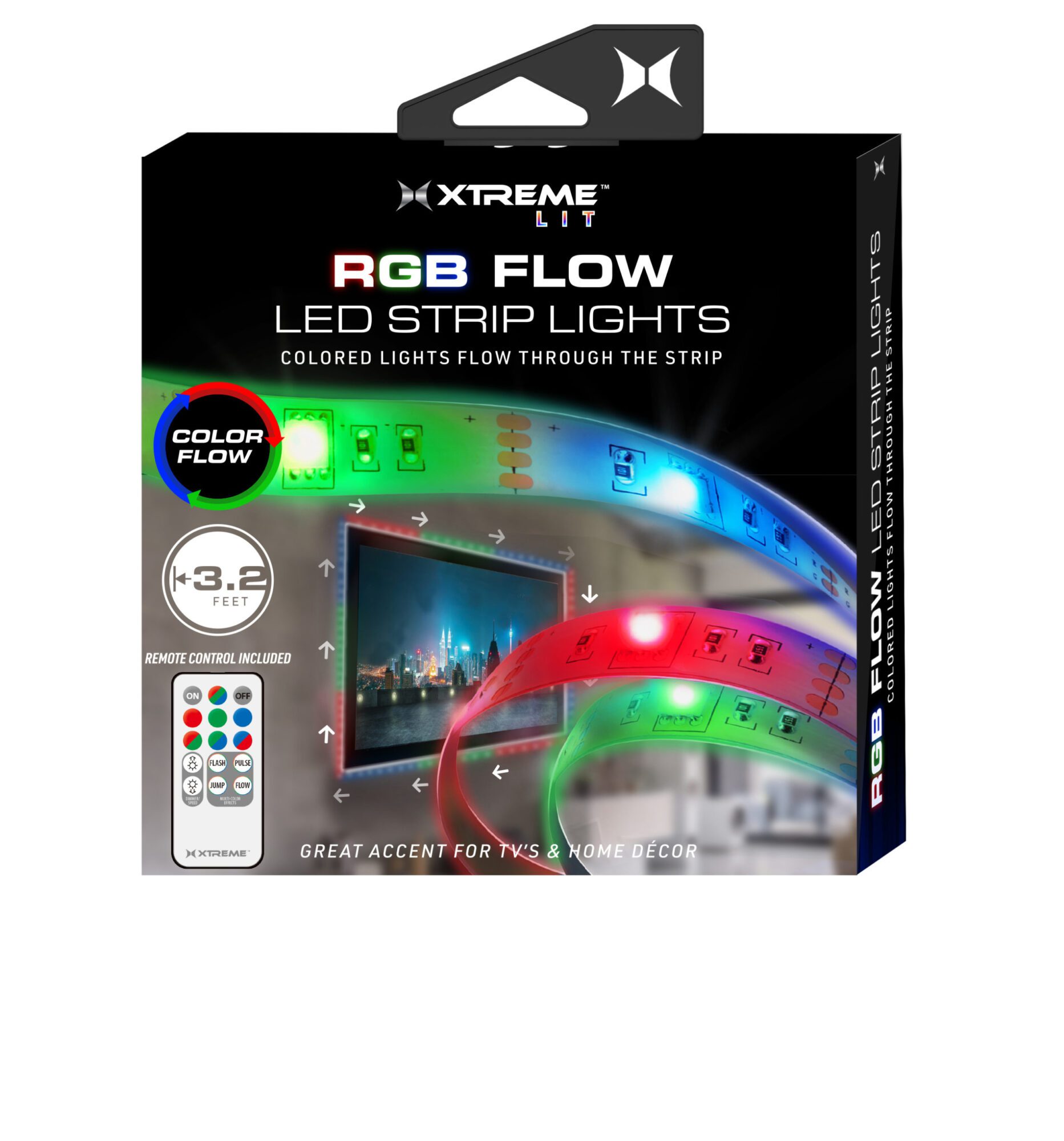3.2 ft RGB Flow LED Strip Lights with Color Flow, with remote control - Xtreme