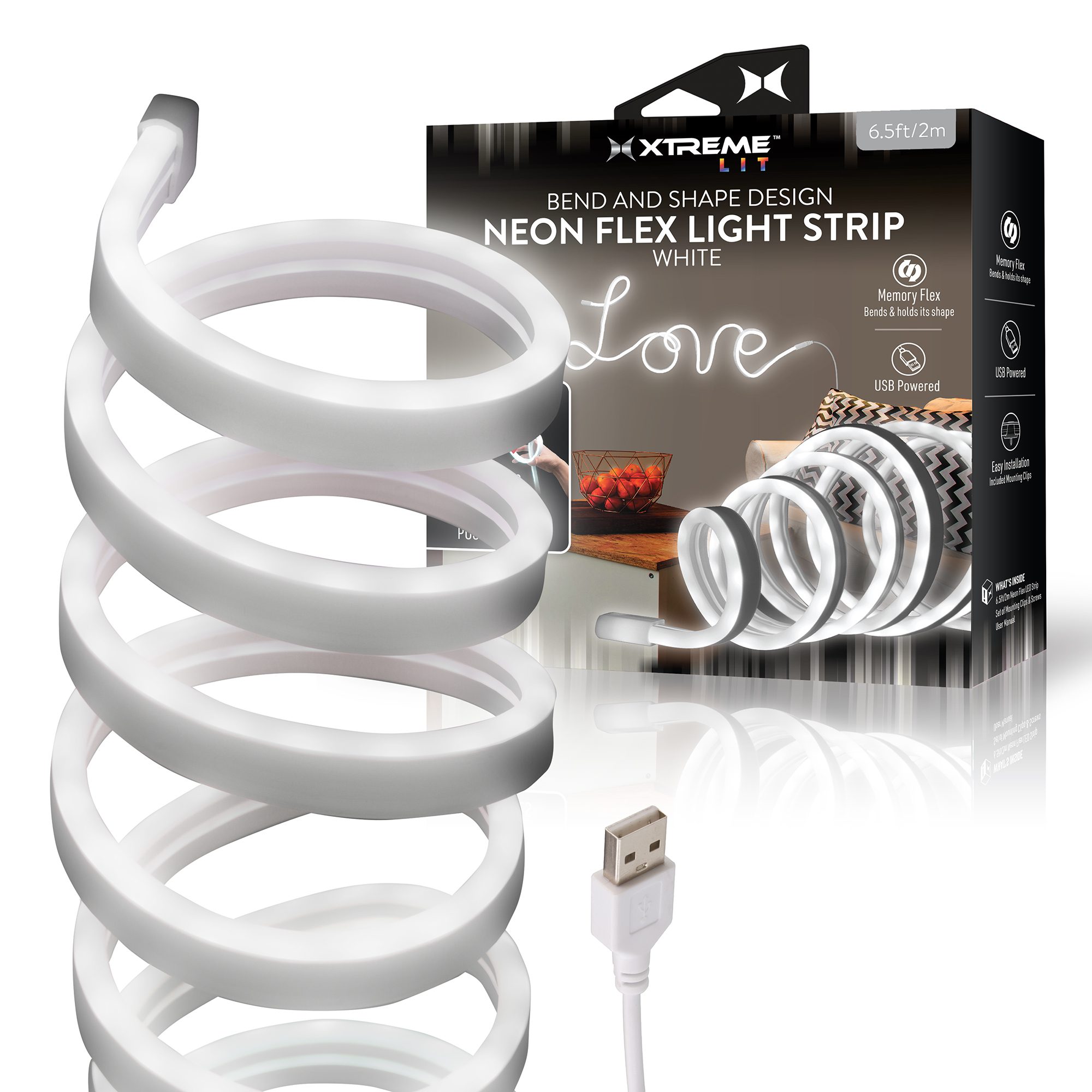 6.5ft Neon Bend and Shape Memory Flex Wire LED Light Strip, White